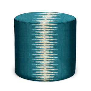 Indoor Pouf in Peter Dunham Textiles Ikat in Peacock