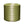 Olive green upholstered cylindrical pouf with off-white ikat stripe pattern