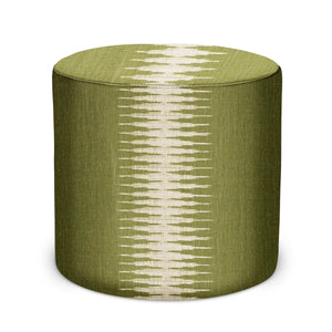 Indoor Pouf in Peter Dunham Textiles Ikat in Olive