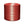 Indoor pouf ottoman with red ikat fabric and off-white stripe pattern, round cylinder