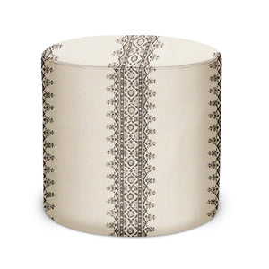 Indoor Pouf in Peter Dunham Textiles Isfahan Stripe in Charcoal