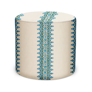 Indoor Pouf in Peter Dunham Textiles Isfahan Stripe in Blue/Green