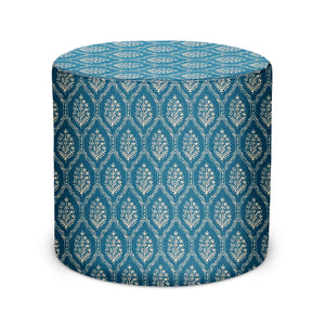 Indoor Pouf in Peter Dunham Textiles Jaali in Sapphire