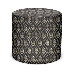 Indoor Pouf in Peter Dunham Textiles Jaali in Onyx