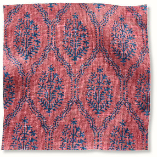 Peter Dunham Textiles Jaali in Indigo on Raspberry Pillow