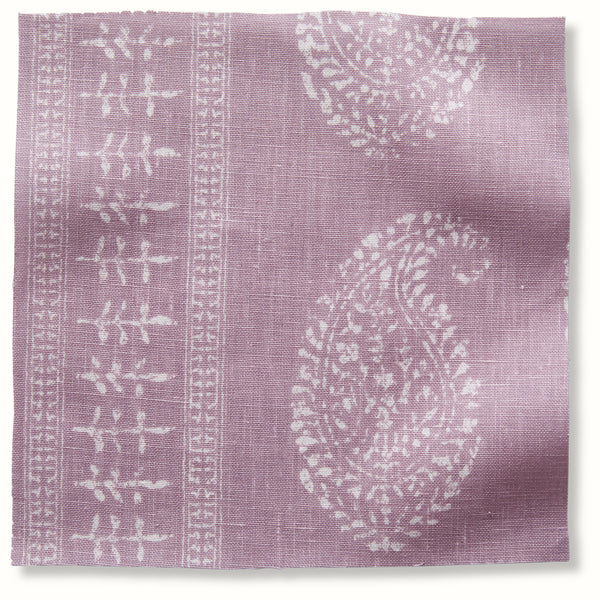 Lilac pillow with white paisley and lattice pattern