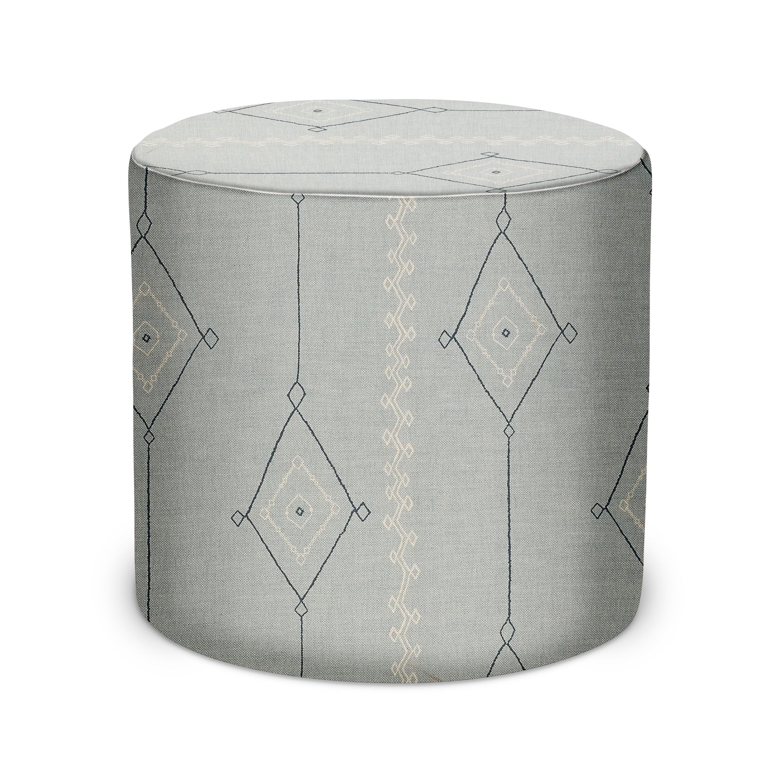 Indoor Pouf in Peter Dunham Textiles Khyber in Blue