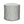 Round upholstered indoor pouf, light gray fabric with blue geometric pattern, padded top