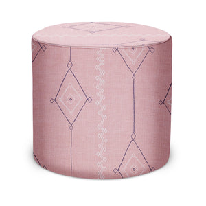 Indoor Pouf in Peter Dunham Textiles Khyber in Pink