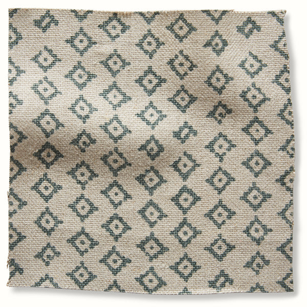 Geometric ocean-blue and natural pillow cover with diamond and dot pattern