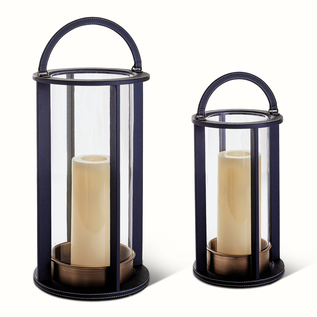 Leather Stitched Lantern – Hollywood At Home