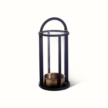 Leather Stitched Lantern – Hollywood At Home
