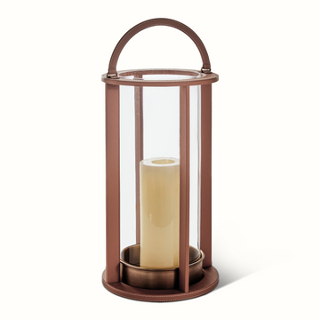Leather Stitched Lantern – Hollywood At Home