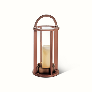 Leather Stitched Lantern – Hollywood At Home