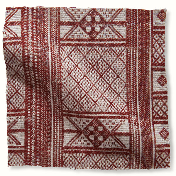 Outdoor Masai red pillow cover with geometric woven pattern