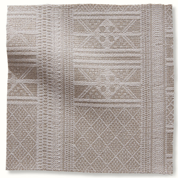 Stone outdoor Masai pillow cover with geometric woven pattern and fringe edge