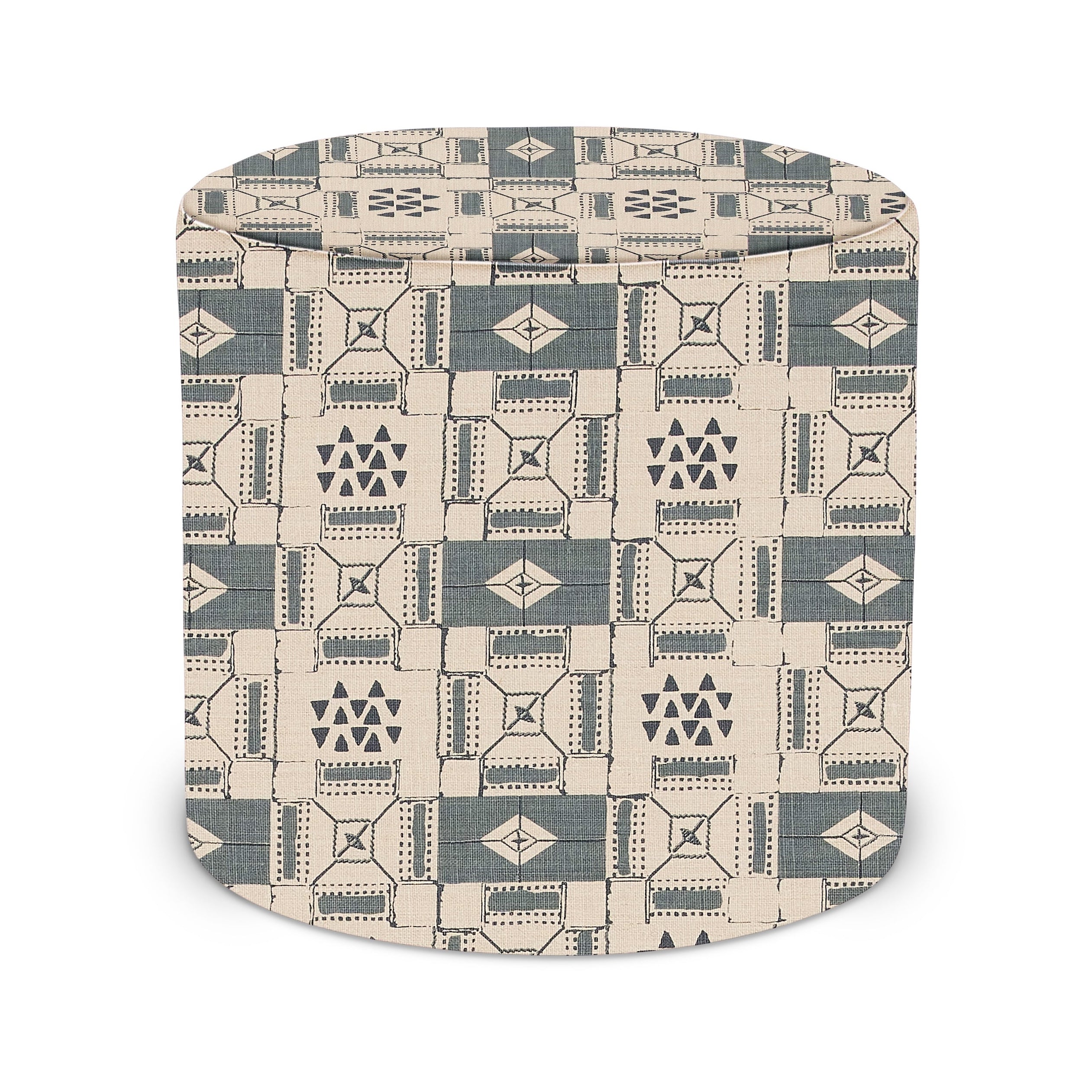 Indoor Pouf in Peter Dunham Textiles Mogador in Blue/Indigo