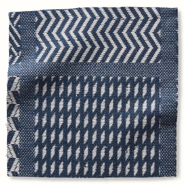 Outdoor Nawab pillow cover with dark blue and white zigzag pattern