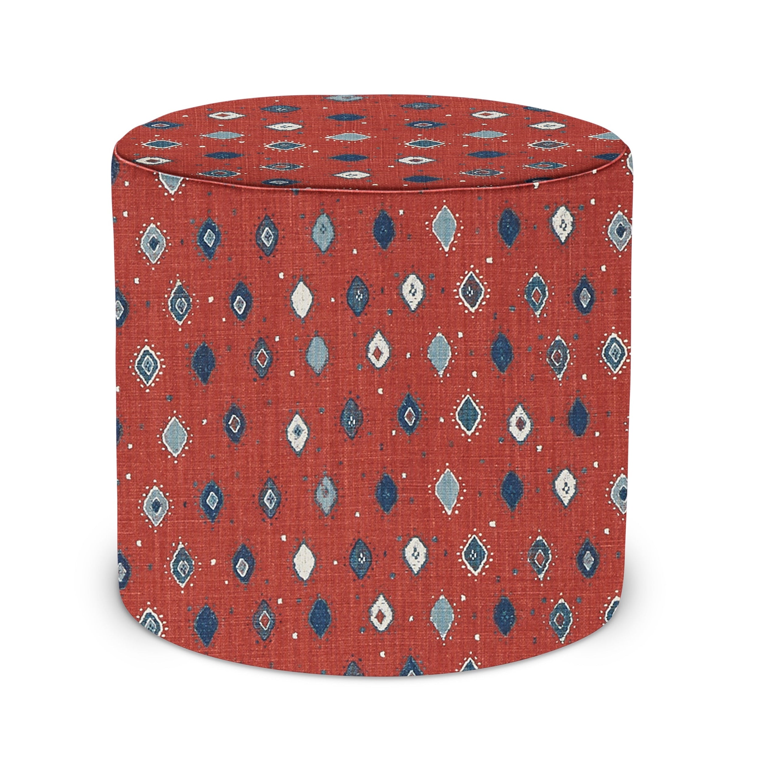 Indoor Pouf in Peter Dunham Textiles Oona in Red Clay
