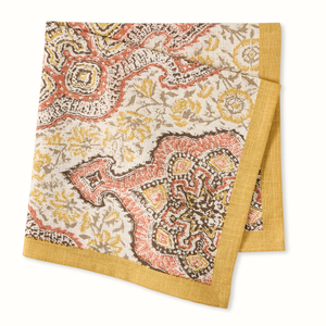 Peter Dunham + Hudson Grace Gold and Orange Deeg Printed Napkin