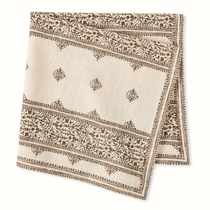 Peter Dunham + Hudson Grace Chocolate Brown Fez Stripe Natural Printed Napkin