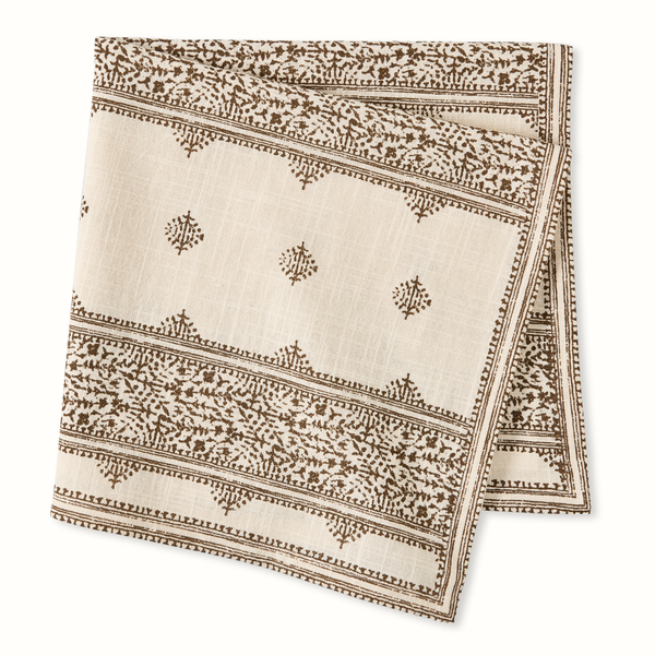 Peter Dunham + Hudson Grace Chocolate Brown Fez Stripe Natural Printed Napkin