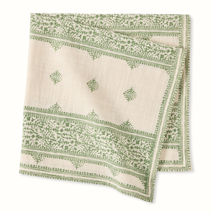 Peter Dunham + Hudson Grace Olive Green Fez Stripe Natural Printed Napkin