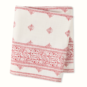 Peter Dunham + Hudson Grace Red Fez Stripe Printed Tablecloth