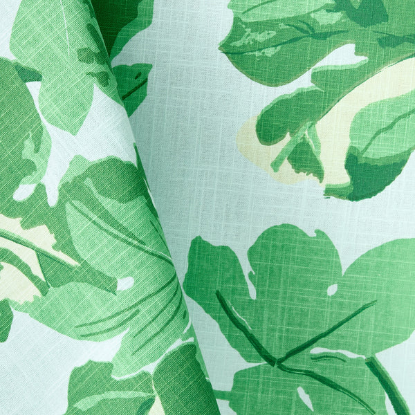 Peter Dunham + Hudson Grace Green Fig Leaf Pale Blue Printed Tablecloth