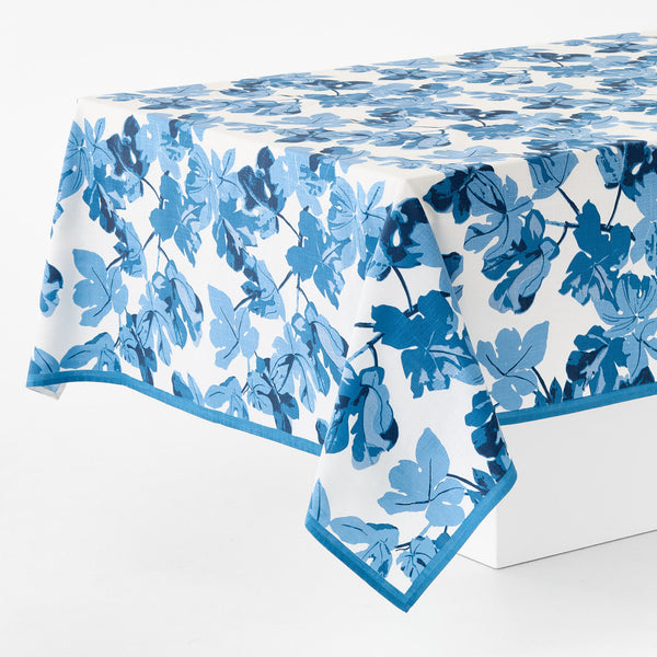 Peter Dunham + Hudson Grace Blue Fig Leaf Printed Tablecloth