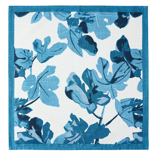 Pre-Order Peter Dunham + Hudson Grace Blue Fig Leaf Printed White Napkin