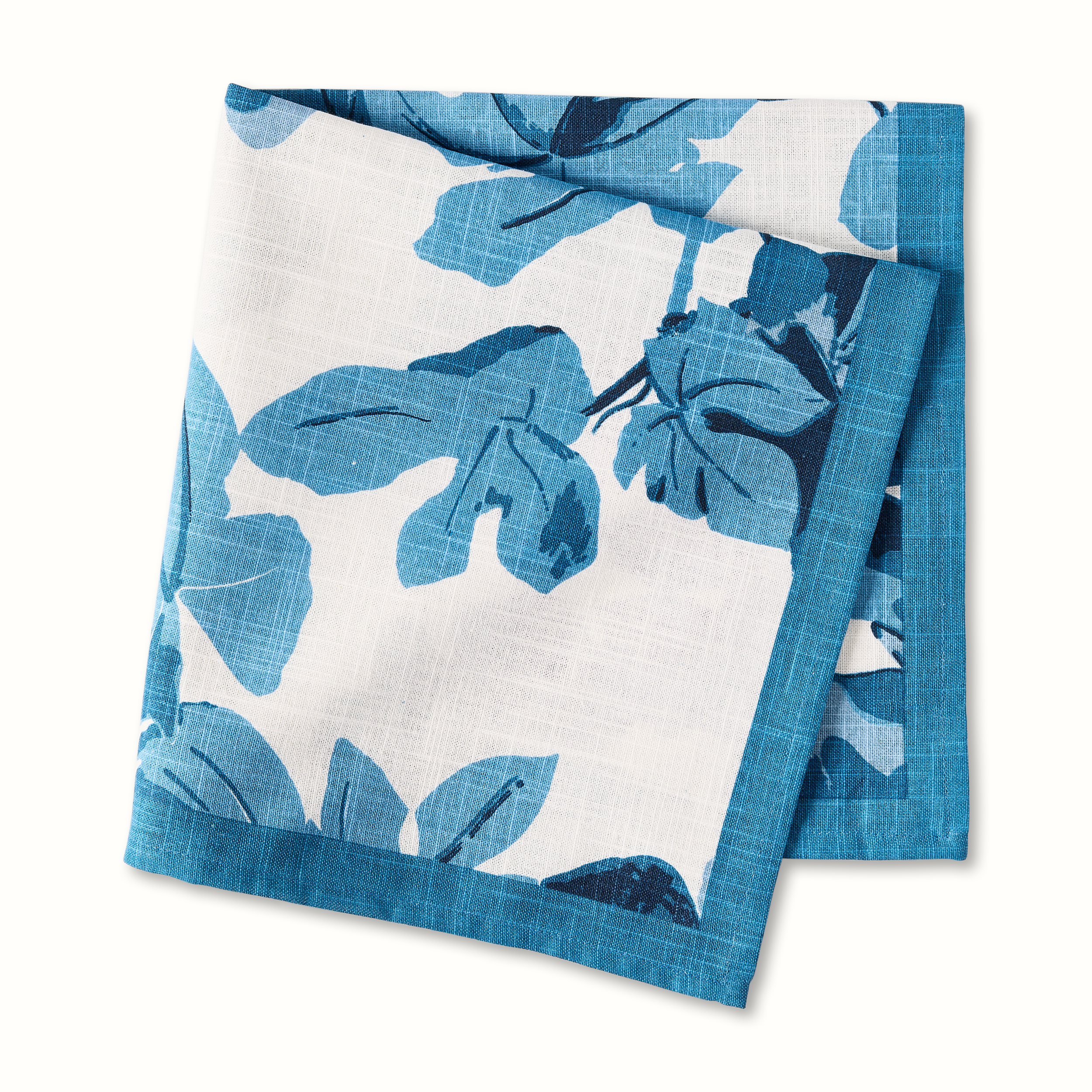 Pre-Order Peter Dunham + Hudson Grace Blue Fig Leaf Printed White Napkin