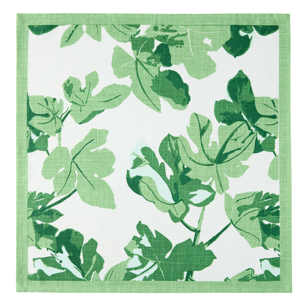 Pre-Order Peter Dunham + Hudson Grace Green Fig Leaf Printed White Napkin
