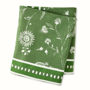 Peter Dunham + Hudson Grace Olive Green Indian Chintz Printed Tablecloth