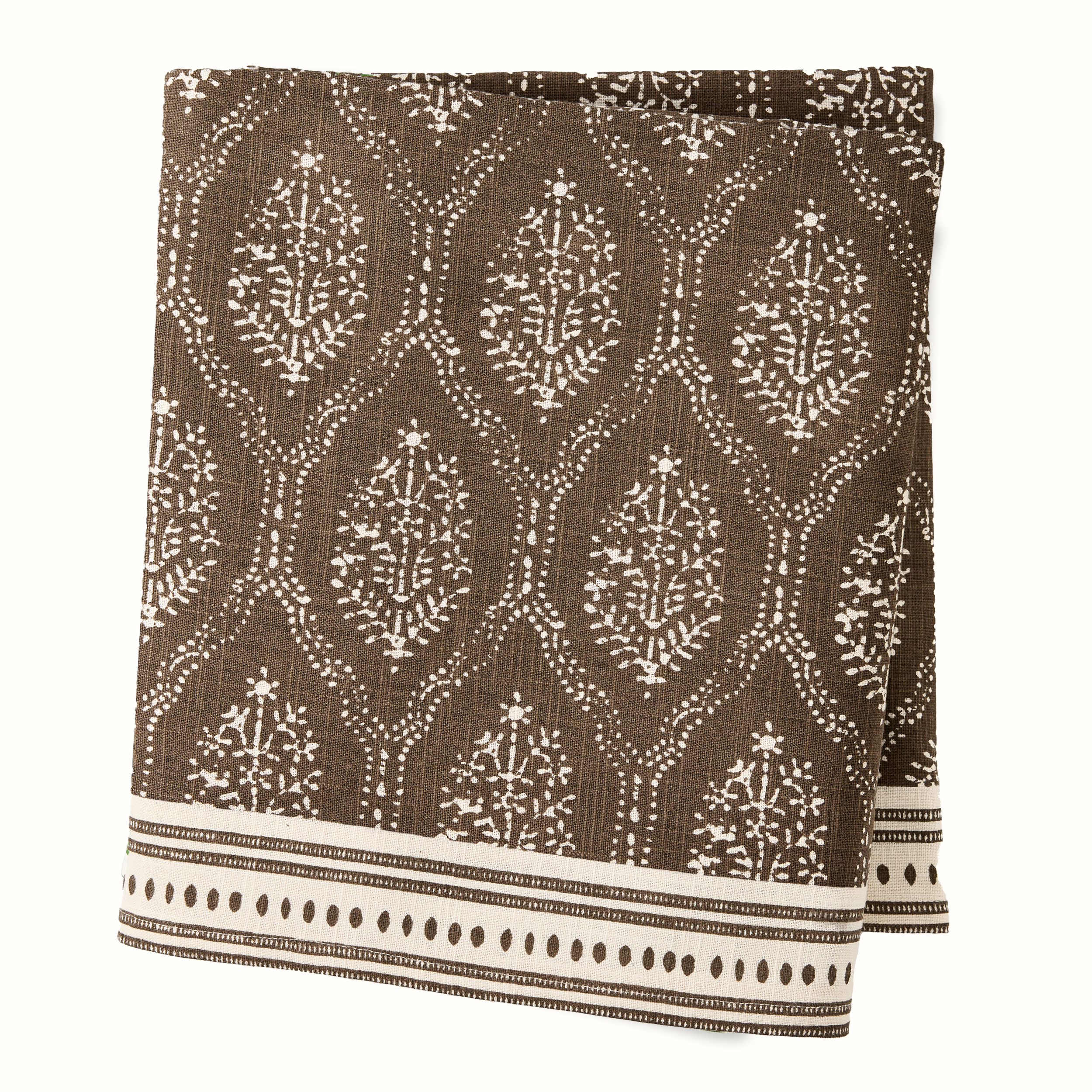 Peter Dunham + Hudson Grace Jaali Chocolate Brown Printed Tablecloth