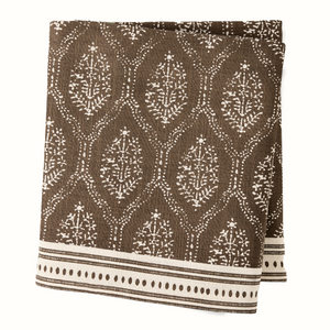 Peter Dunham + Hudson Grace Jaali Chocolate Brown Printed Tablecloth