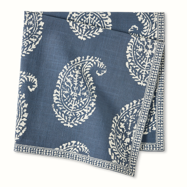 Peter Dunham + Hudson Grace Kashmir Paisley Indigo Blue Printed Napkin