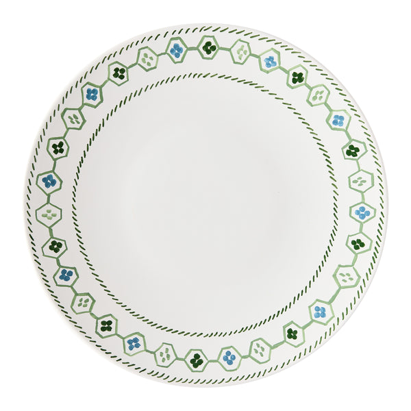 Peter Dunham + Hudson Grace Hand-Painted Green Oona Border Dinner Plate