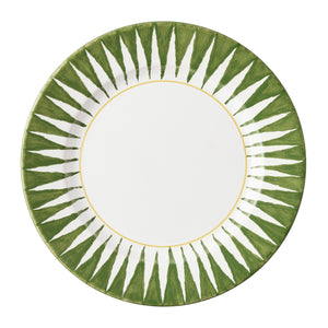 Peter Dunham + Hudson Grace Olive Green Sunburst Dinner Plate