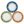 Sunburst dinner plate trio: indigo blue, green, and orange with radial stripe rims