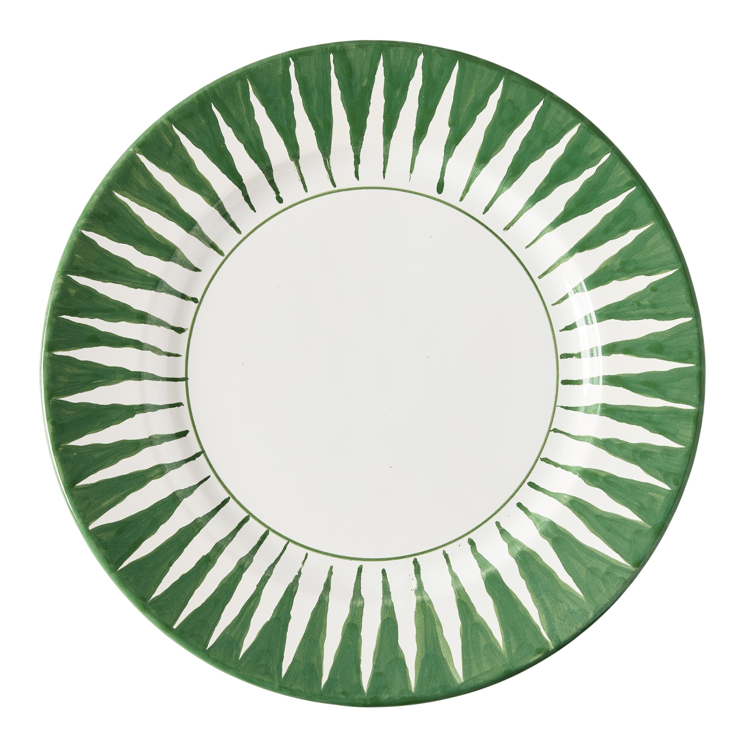 Peter Dunham + Hudson Grace Hand-Painted Leaf Green Sunburst Dinner Plate