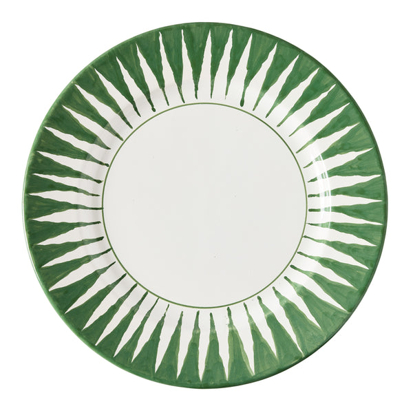 Peter Dunham + Hudson Grace Hand-Painted Leaf Green Sunburst Dinner Plate