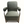 Dark fabric reclining chair with padded arms, chrome base, and contrast green piping