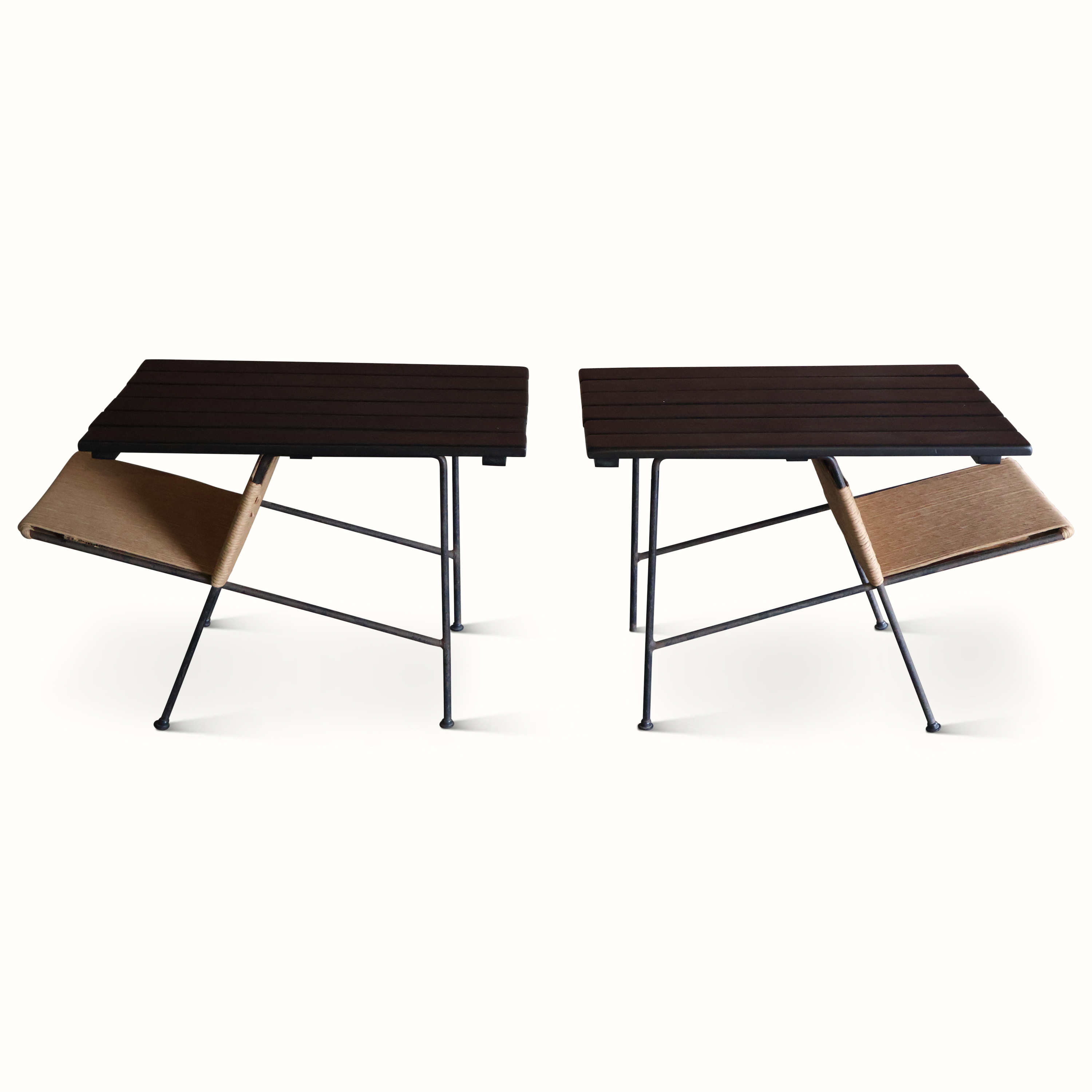 Pair of Umanoff Slat Iron Side Tables