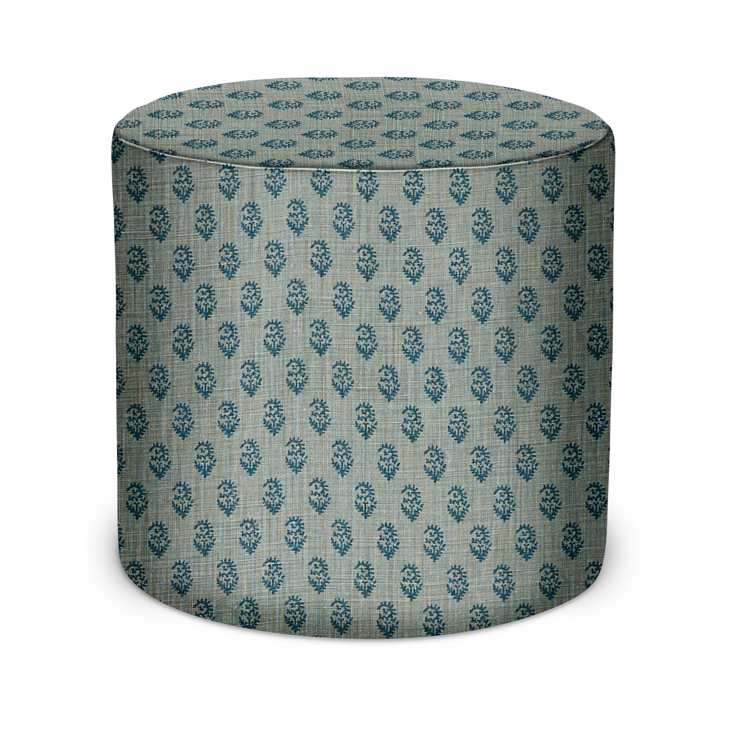 Indoor Pouf in Peter Dunham Textiles Rajmata Tonal in Blue/Blue