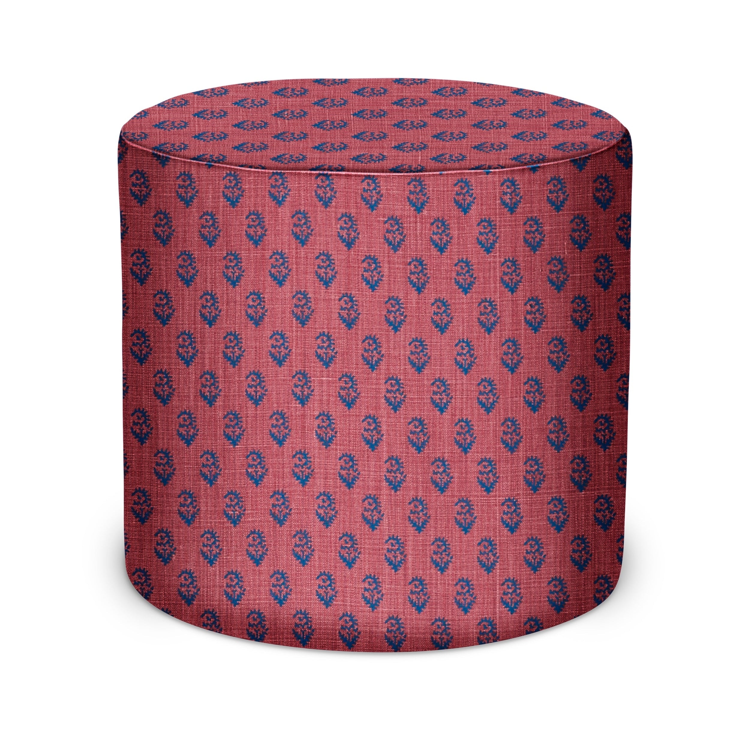 Indoor Pouf in Peter Dunham Textiles Rajmata Tonal in Indigo/Raspberry