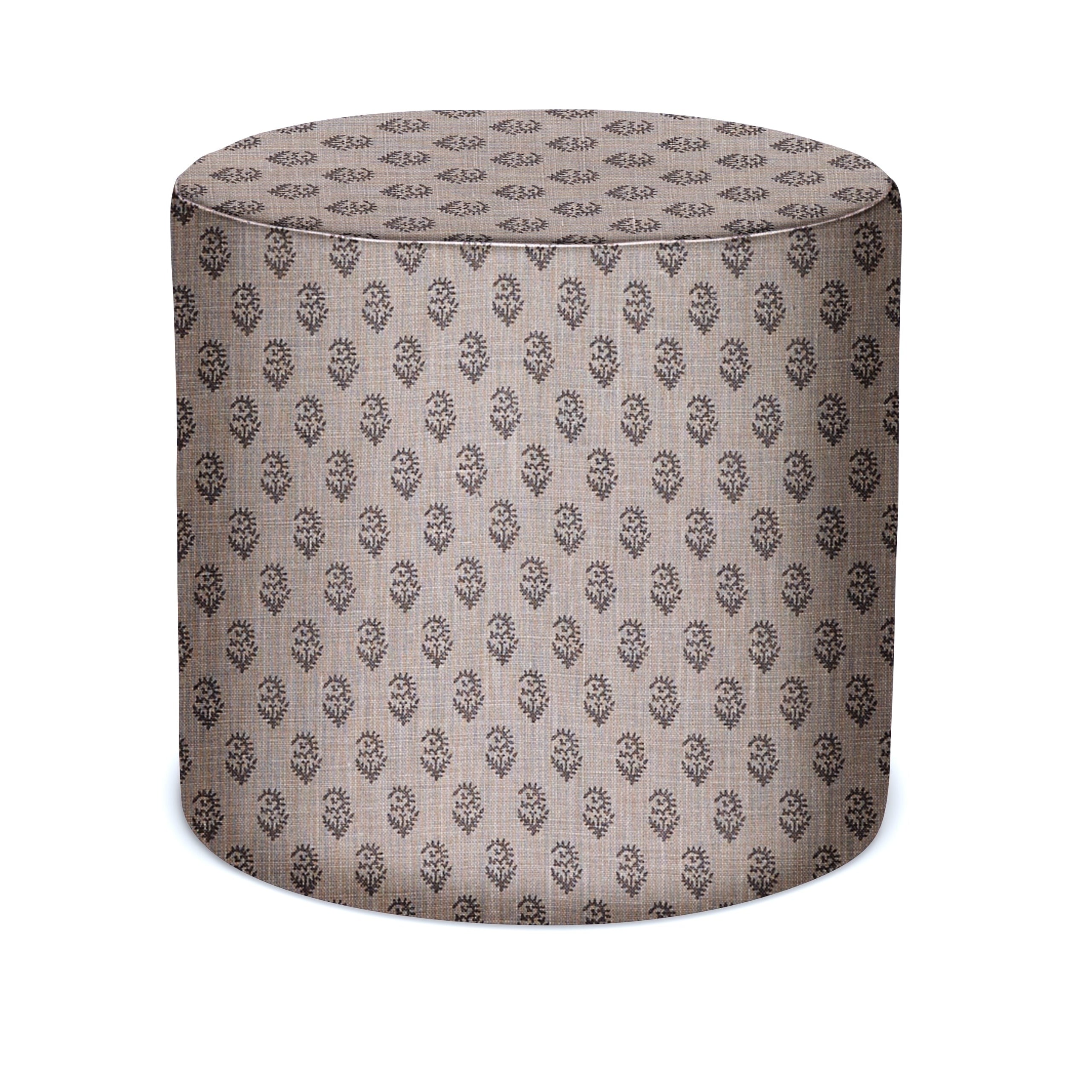 Indoor Pouf in Peter Dunham Textiles Rajmata Tonal in Ash/Gray