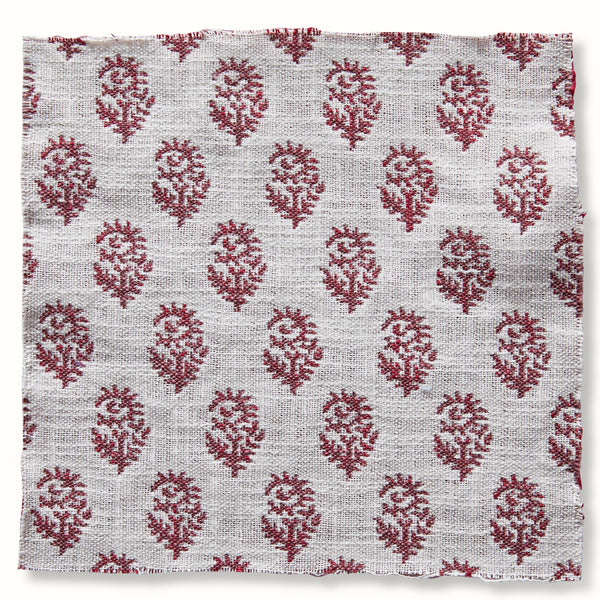 Peter Dunham Textiles outdoor Rajmata pillow cover, pink and burgundy repeating pattern