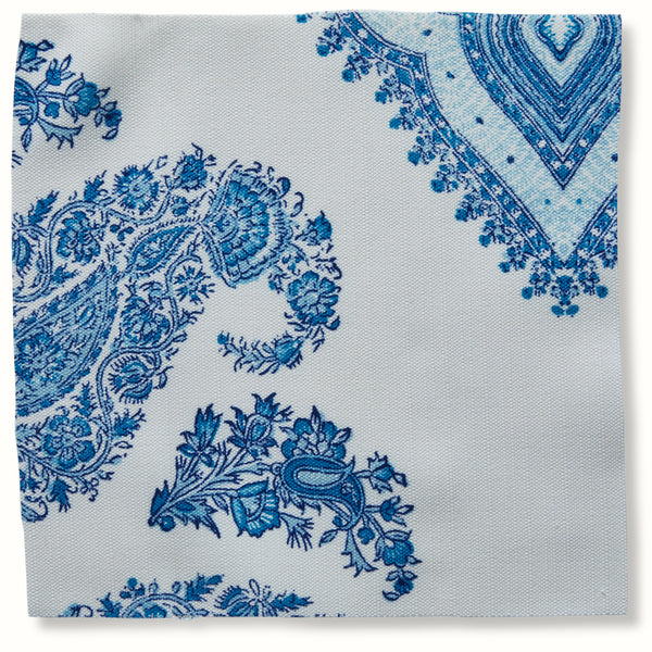 Outdoor Samarkand pillow cover, indigo blue floral medallion print on white