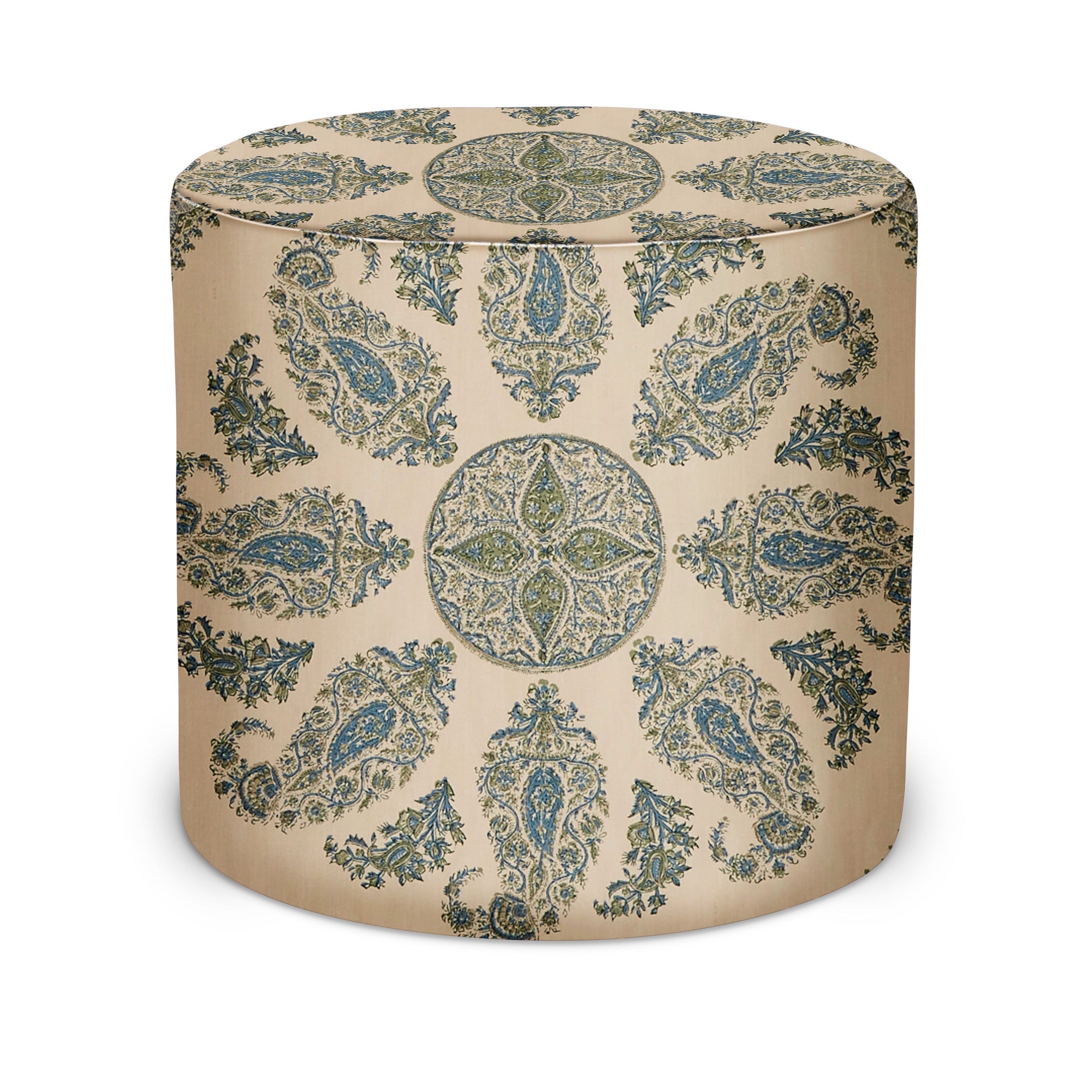 Indoor Pouf in Peter Dunham Textiles Samarkand in Blue/Green